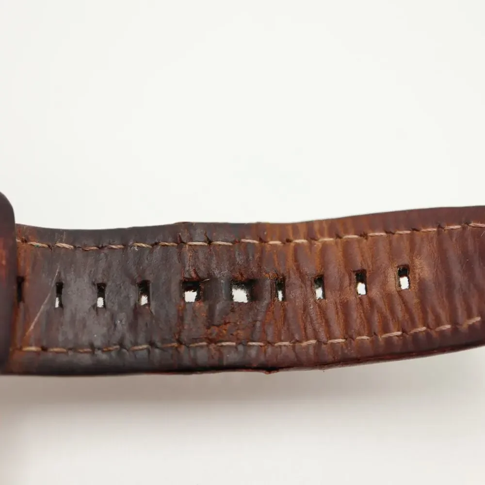 Fossil Coachman Mens Brown 45mm Watch Date Wood Grain Leather Cuff w New Battery